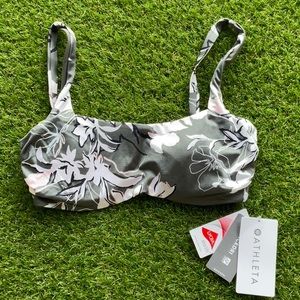 Athleta aqua luxe gray floral bra bikini top